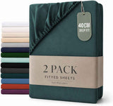 Darrahopens Home & Garden > Bedding > Bed Sheets Hotel Quality Fitted sheets - 2 Piece Fitted sheets  -Breathable Bedding - Wrinkle, Fade, Stain Resistant- 26inch/40cm Deep Pocket Fitted Bed Sheet-Wrinkle and Fade Resistant,(Biscay blue,King Single)