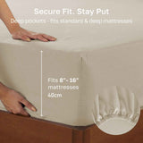 Darrahopens Home & Garden > Bedding > Bed Sheets Hotel Quality Fitted sheets - 2 Piece Fitted sheets  -Breathable Bedding - Wrinkle, Fade, Stain Resistant- 26inch/40cm Deep Pocket Fitted Bed Sheet-Wrinkle and Fade Resistant,(Cream White,Queen)