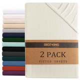 Darrahopens Home & Garden > Bedding > Bed Sheets Hotel Quality Fitted sheets - 2 Piece Fitted sheets  -Breathable Bedding - Wrinkle, Fade, Stain Resistant- 26inch/40cm Deep Pocket Fitted Bed Sheet-Wrinkle and Fade Resistant,(Cream White,Super King)