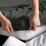 Darrahopens Home & Garden > Bedding > Bed Sheets Hotel Quality Fitted sheets - 2 Piece Fitted sheets  -Breathable Bedding - Wrinkle, Fade, Stain Resistant- 26inch/40cm Deep Pocket Fitted Bed Sheet-Wrinkle and Fade Resistant,(Dark gray,Double)