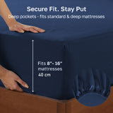 Darrahopens Home & Garden > Bedding > Bed Sheets Hotel Quality Fitted sheets - 2 Piece Fitted sheets  -Breathable Bedding - Wrinkle, Fade, Stain Resistant- 26inch/40cm Deep Pocket Fitted Bed Sheet-Wrinkle and Fade Resistant,(Navy,Super King)