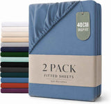 Darrahopens Home & Garden > Bedding > Bed Sheets Hotel Quality Fitted sheets - 2 Piece Fitted sheets  -Breathable Bedding - Wrinkle, Fade, Stain Resistant- 26inch/40cm Deep Pocket Fitted Bed Sheet-Wrinkle and Fade Resistant,(Ocean,Super King)
