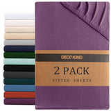 Darrahopens Home & Garden > Bedding > Bed Sheets Hotel Quality Fitted sheets - 2 Piece Fitted sheets  -Breathable Bedding - Wrinkle, Fade, Stain Resistant- 26inch/40cm Deep Pocket Fitted Bed Sheet-Wrinkle and Fade Resistant,(Purple,King Single)