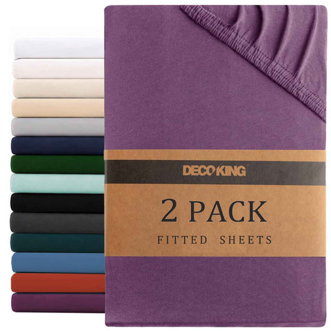 Darrahopens Home & Garden > Bedding > Bed Sheets Hotel Quality Fitted sheets - 2 Piece Fitted sheets  -Breathable Bedding - Wrinkle, Fade, Stain Resistant- 26inch/40cm Deep Pocket Fitted Bed Sheet-Wrinkle and Fade Resistant,(Purple,King Single)