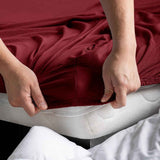 Darrahopens Home & Garden > Bedding > Bed Sheets Hotel Quality Fitted sheets - 2 Piece Fitted sheets  -Breathable Bedding - Wrinkle, Fade, Stain Resistant- 26inch/40cm Deep Pocket Fitted Bed Sheet-Wrinkle and Fade Resistant,(Red,King)