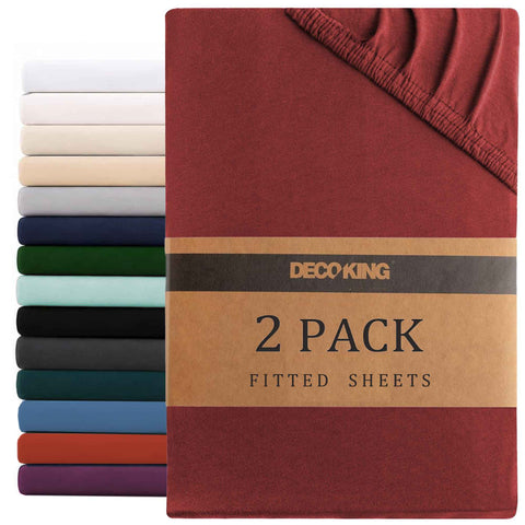 Darrahopens Home & Garden > Bedding > Bed Sheets Hotel Quality Fitted sheets - 2 Piece Fitted sheets  -Breathable Bedding - Wrinkle, Fade, Stain Resistant- 26inch/40cm Deep Pocket Fitted Bed Sheet-Wrinkle and Fade Resistant,(Red,Queen)
