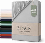 Darrahopens Home & Garden > Bedding > Bed Sheets Hotel Quality Fitted sheets - 2 Piece Fitted sheets  -Breathable Bedding - Wrinkle, Fade, Stain Resistant- 26inch/40cm Deep Pocket Fitted Bed Sheet-Wrinkle and Fade Resistant,(Silver-gray,King Single)