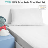 Darrahopens Home & Garden > Bedding > Bed Sheets Minikins Junior Cotton Combo Fitted Sheet Set White King Single