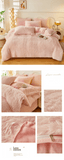 Darrahopens Home & Garden > Bedding > Bed Sheets Pink Luxury Thick Plush 4 Piece Bedding Set for 1.5m & 1.8m Beds – Winter Ultra Soft Warm Bedding with Double-Sided Faux Mink Fur & Crystal Velvet, includes 200 x 230CM Quilt Cover, 230 X 250cm Flat Sheet and 2PCS  48 × 74CM Pillowcases