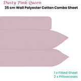 Darrahopens Home & Garden > Bedding > Bed Sheets Plain Dyed Polyester Cotton Combo Set Dusty Pink Queen