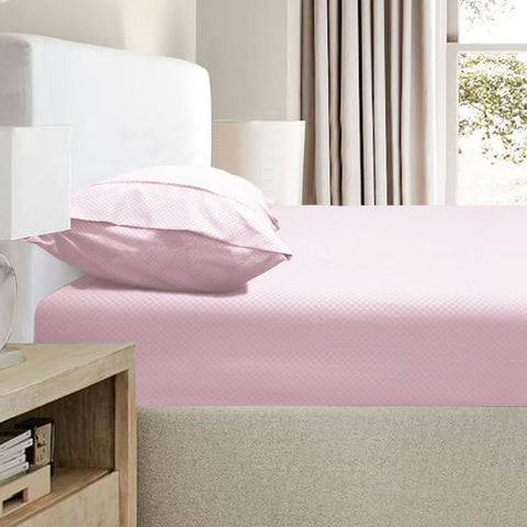 Darrahopens Home & Garden > Bedding > Bed Sheets Ramesses 2000TC Bamboo Embossed Fitted Sheet Combo Set Pink Queen