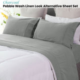 Darrahopens Home & Garden > Bedding > Bed Sheets Ramesses Charcoal Pebble Wash Linen Look Alternative Sheet Set King