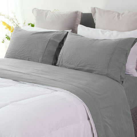 Darrahopens Home & Garden > Bedding > Bed Sheets Ramesses Charcoal Pebble Wash Linen Look Alternative Sheet Set King Single