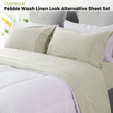Darrahopens Home & Garden > Bedding > Bed Sheets Ramesses Oatmeal Pebble Wash Linen Look Alternative Sheet Set Single