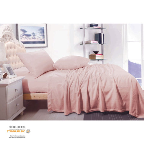 Darrahopens Home & Garden > Bedding > Bed Sheets Shangri La Cashmere Touch Micro Flannelette Sheet Set Dusty Pink Single