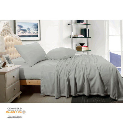 Darrahopens Home & Garden > Bedding > Bed Sheets Shangri La Cashmere Touch Micro Flannelette Sheet Set Grey Single