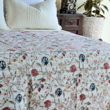 Darrahopens Home & Garden > Bedding Berries Kantha Bedspread Coverlet - White (King - 228 cm x 274 cm)