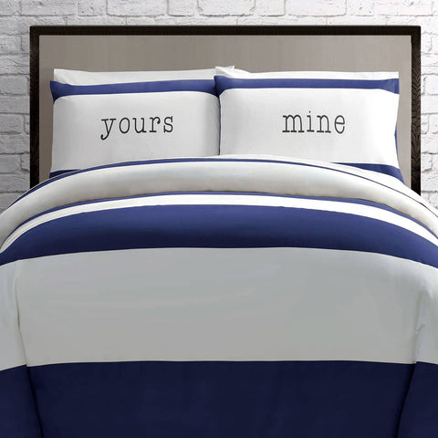 Darrahopens Home & Garden > Bedding Big Sleep Yours Mine Navy Quilt Cover Set Double