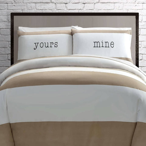 Darrahopens Home & Garden > Bedding Big Sleep Yours Mine Neutral Quilt Cover Set Single