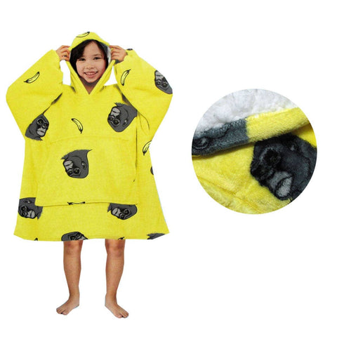 Darrahopens Home & Garden > Bedding Blanket Hoodie with Sherpa Reverse Yellow King Kong