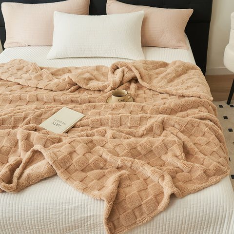 Darrahopens Home & Garden > Bedding > Blankets & Throws 200*230CM Khaki Ultra-Soft Waffle Textured Plush Fleece Blanket - Large Cozy All-Season Throw for Bed & Sofa