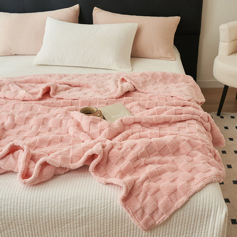 Darrahopens Home & Garden > Bedding > Blankets & Throws 200*230CM Light Pink Ultra-Soft Waffle Textured Plush Fleece Blanket - Large Cozy All-Season Throw for Bed & Sofa