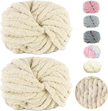 Darrahopens Home & Garden > Bedding > Blankets & Throws 500g (250gx2) Chunky Yarn Ball approx 54m Chenille Chunky Fur Yarn Soft Wool Chunky Yarn Soft Knitting Yarn for Crochet Blankets Scarves Hats beige beige