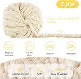 Darrahopens Home & Garden > Bedding > Blankets & Throws 500g (250gx2) Chunky Yarn Ball approx 54m Chenille Chunky Fur Yarn Soft Wool Chunky Yarn Soft Knitting Yarn for Crochet Blankets Scarves Hats beige beige