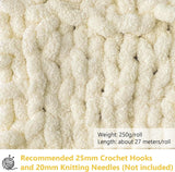 Darrahopens Home & Garden > Bedding > Blankets & Throws 500g (250gx2) Chunky Yarn Ball approx 54m Chenille Chunky Fur Yarn Soft Wool Chunky Yarn Soft Knitting Yarn for Crochet Blankets Scarves Hats beige beige