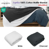 Darrahopens Home & Garden > Bedding > Blankets & Throws Algodon Sophie Cotton Waffle Blanket Queen 245x240cm Charcoal