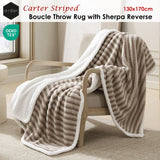 Darrahopens Home & Garden > Bedding > Blankets & Throws Ardor Carter Striped Boucle Throw Rug with Sherpa Reverse 130x170cm