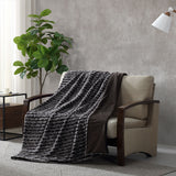 Darrahopens Home & Garden > Bedding > Blankets & Throws Ardor Cole Ash Striped Faux Fur Soft Plush Throw Rug 130x170cm