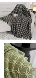 Darrahopens Home & Garden > Bedding > Blankets & Throws Black Cozy Geometric Knitted Throw Blanket with Tassels - Soft Acrylic Decorative Sofa & Bed Cover, 130x180cm