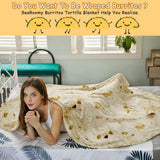 Darrahopens Home & Garden > Bedding > Blankets & Throws Burritos Tortilla Throw Blanket(Beige), Novelty Funny Round Blanket for Adults & Kids, Soft Flannel Tortilla Wrap Blanket（71",Adults）
