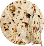 Darrahopens Home & Garden > Bedding > Blankets & Throws Burritos Tortilla Throw Blanket (Brown), Novelty Funny Round Blanket for Kids & Adults, Soft Flannel Tortilla Wrap Blanket（71", Adults）