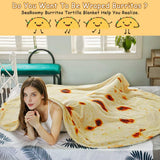 Darrahopens Home & Garden > Bedding > Blankets & Throws Burritos Tortilla Throw Blanket (Yellow), Novelty Funny Round Blanket for Kids & Adults, Soft Flannel Tortilla Wrap Blanket（47",Baby）