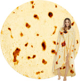 Darrahopens Home & Garden > Bedding > Blankets & Throws Burritos Tortilla Throw Blanket (Yellow), Novelty Funny Round Blanket for Kids & Adults, Soft Flannel Tortilla Wrap Blanket（47",Baby）