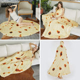 Darrahopens Home & Garden > Bedding > Blankets & Throws Burritos Tortilla Throw Blanket (Yellow), Novelty Funny Round Blanket for Kids & Adults, Soft Flannel Tortilla Wrap Blanket（47",Baby）