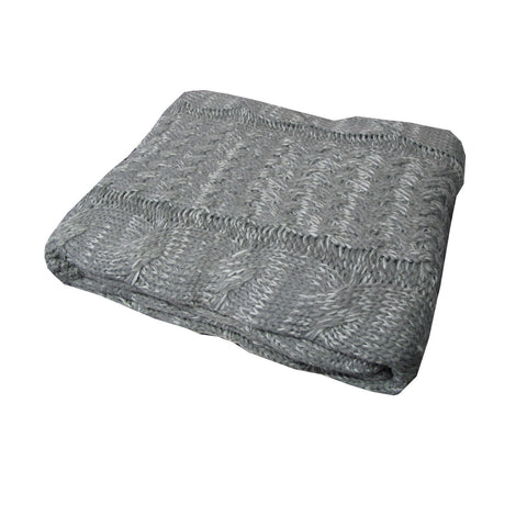 Darrahopens Home & Garden > Bedding > Blankets & Throws Cable Grey Knitted Throw Rug