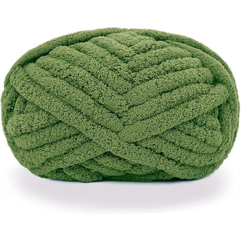 Darrahopens Home & Garden > Bedding > Blankets & Throws Chunky Knitted Chenille Yarn for Hand Crocheting Blankets Super Soft Large Jumbo Blanket Yarn - Olive Green