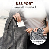 Darrahopens Home & Garden > Bedding > Blankets & Throws Electric Heated Blanket Washable 10W Heated Soft Thermal Zipper Shawl Wraps USB Charging Winter Heating Wraps Pad with 3 Level Temperature Setting