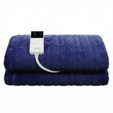 Darrahopens Home & Garden > Bedding > Blankets & Throws Giselle Electric Throw Rug Double Size 200x180cm Coral Fleece Heated Blanket Navy Blue