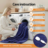 Darrahopens Home & Garden > Bedding > Blankets & Throws Giselle Electric Throw Rug Double Size 200x180cm Coral Fleece Heated Blanket Navy Blue