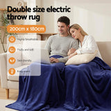 Darrahopens Home & Garden > Bedding > Blankets & Throws Giselle Electric Throw Rug Double Size 200x180cm Coral Fleece Heated Blanket Navy Blue