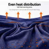 Darrahopens Home & Garden > Bedding > Blankets & Throws Giselle Electric Throw Rug Double Size 200x180cm Coral Fleece Heated Blanket Navy Blue