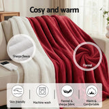 Darrahopens Home & Garden > Bedding > Blankets & Throws Giselle Electric Throw Rug Double Size 200x180cm Fleece Flannel Heated Blanket Burgundy