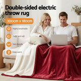 Darrahopens Home & Garden > Bedding > Blankets & Throws Giselle Electric Throw Rug Double Size 200x180cm Fleece Flannel Heated Blanket Burgundy