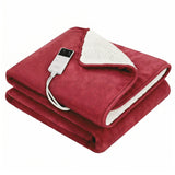 Darrahopens Home & Garden > Bedding > Blankets & Throws Giselle Electric Throw Rug Double Size 200x180cm Fleece Flannel Heated Blanket Burgundy