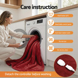 Darrahopens Home & Garden > Bedding > Blankets & Throws Giselle Electric Throw Rug Double Size 200x180cm Fleece Flannel Heated Blanket Burgundy