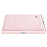 Darrahopens Home & Garden > Bedding > Blankets & Throws Giselle Electric Throw Rug Double Size 200x180cm Fleece Flannel Heated Blanket Pink